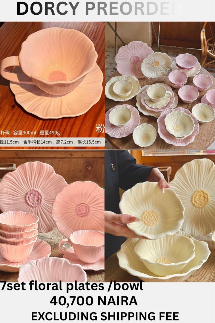 7 Set Floral Plates/Bowl